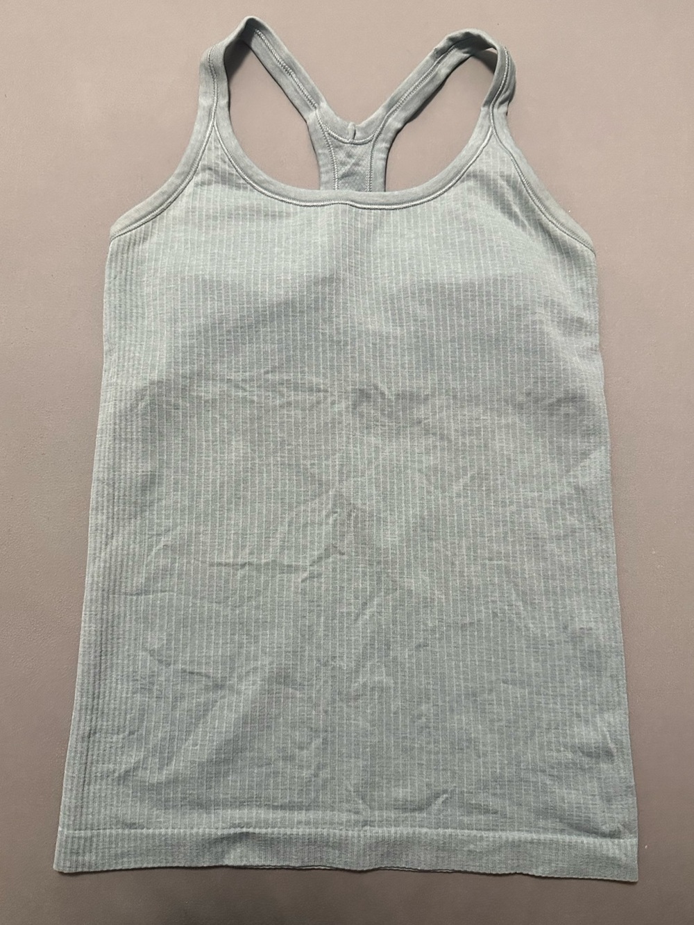 🩵 Lululemon Ribbed Racerback Tank Built-In Bra Blue Gray Size 6